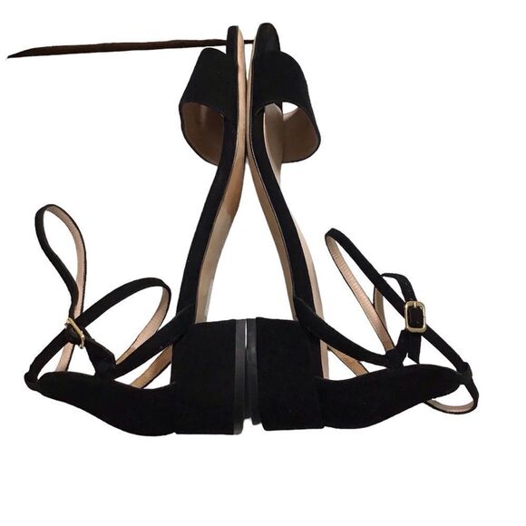 Stuart Weitzman Black Suede Block Heel Strappy Sandal Size 9 1/2 - Picture 5 of 7